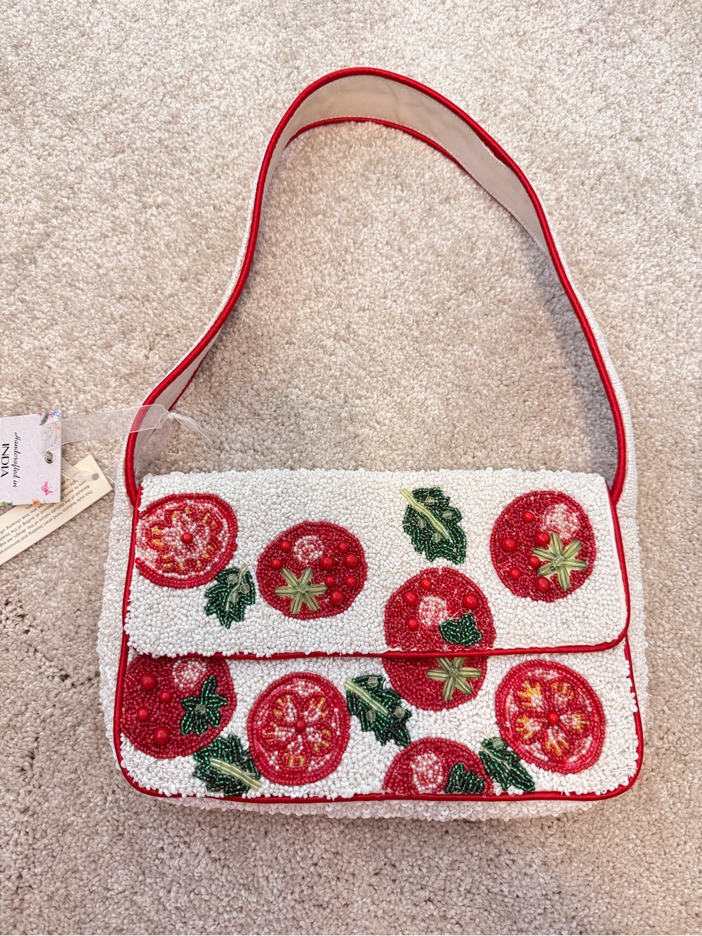 Viral Beaded Summer Tomato Shoulder Bag